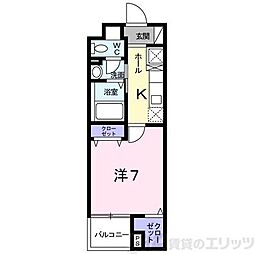 グレンツェン茨木 1Kの間取図画像