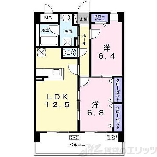 エフ　レジデンス 403｜大阪府吹田市竹谷町(賃貸マンション2LDK・4階・60.80㎡)の写真 その2