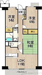 サワン東太田 4階3LDKの間取り