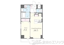 ハピネスガーデン新大阪 1LDKの間取図画像