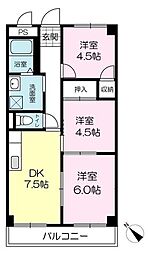 フローラハイツみのり 3DKの間取図画像