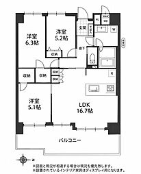 アルファステイツ新屋敷公園 3LDKの間取図画像