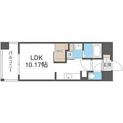 ＬＩＢＴＨ博多駅南ＶＩ 10階ワンルームの間取り