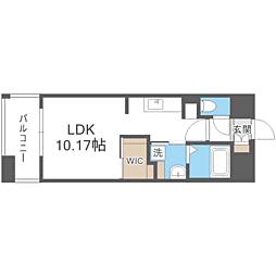 ＬＩＢＴＨ博多駅南ＶＩ 10階ワンルームの間取り