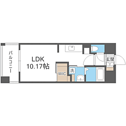 ＬＩＢＴＨ博多駅南ＶＩ 14階ワンルームの間取り