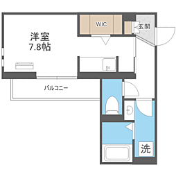 ＬＩＢＥＲＴＹ　ＣＩＴＹ　ＴＡＫＡＭＩＹＡ 3階ワンルームの間取り