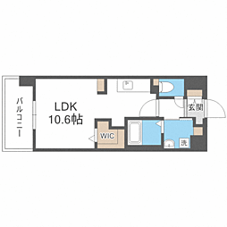 ＬＩＢＴＨ空港通り 5階ワンルームの間取り