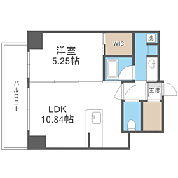 CREST西新 1LDKの間取図画像