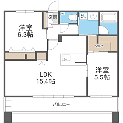 エンクレスト博多EXCEED 2LDKの間取図画像