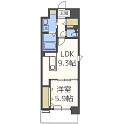 レガリア吉塚 6階1LDKの間取り