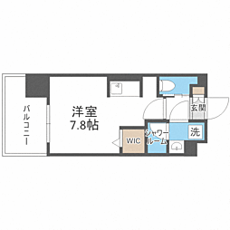 エンクレストＡＬＩＶＥ白金 8階ワンルームの間取り