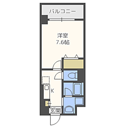 アンビシャス江崎 3階1Kの間取り