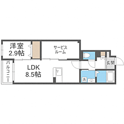 光陽マンション別府 1階1LDKの間取り