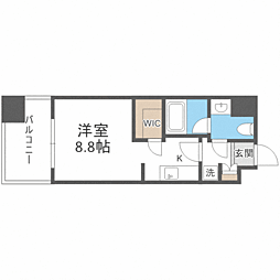 パークアクシス福岡県庁前 12階ワンルームの間取り