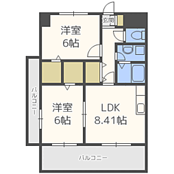 イースト　フルハウス 11階2DKの間取り