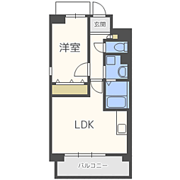 ヴィンテージ箱崎東 8階1LDKの間取り