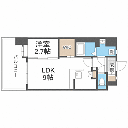 エンクレスト空港通り 12階1LDKの間取り
