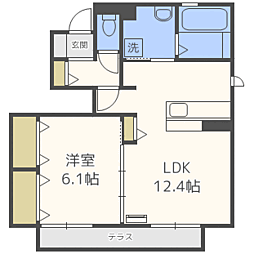 コンフォール 1LDKの間取図画像