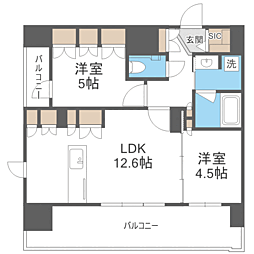 シーズンフラッツ渡辺通 2LDKの間取図画像