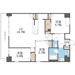 S-RESIDENCE大濠公園achieve 3LDKの間取図画像