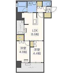 アクタス福岡県庁前グラシア 2LDKの間取図画像