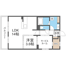 レトワール今川 1LDKの間取図画像