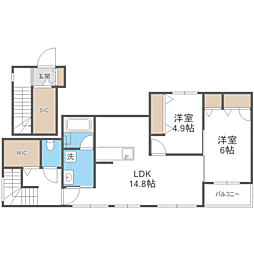 HAMAVILLAHILLS飯倉 2LDKの間取図画像