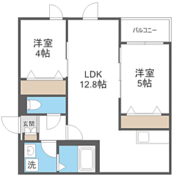 福岡市南区高宮3丁目アパート 2LDKの間取図画像