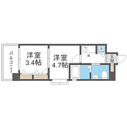 F.PARC西新 2Kの間取図画像