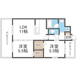 プランドール高砂 2LDKの間取図画像