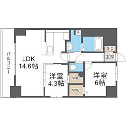 ル・シエール清水 2LDKの間取図画像