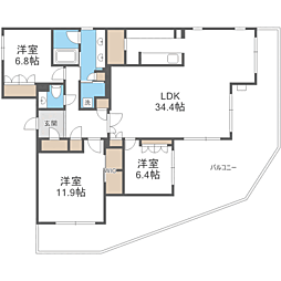 フォレスタリア高宮浄水 3LDKの間取図画像