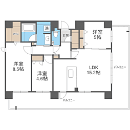 福岡市早良区百道1丁目マンション 3LDKの間取図画像