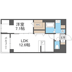 ベルコルティーレ 1LDKの間取図画像