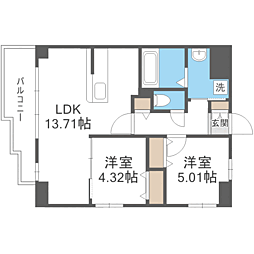 LIBTH高取II 2LDKの間取図画像