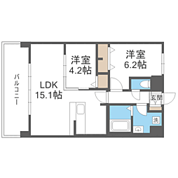 ALUNA箱崎 2LDKの間取図画像
