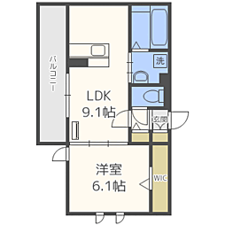 コンフォール今宿 1LDKの間取図画像