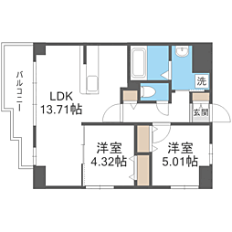 LIBTH高取II 2LDKの間取図画像