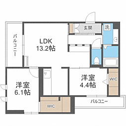 D-ROOM室見 2LDKの間取図画像