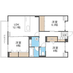Sinfaria六本松 3LDKの間取図画像