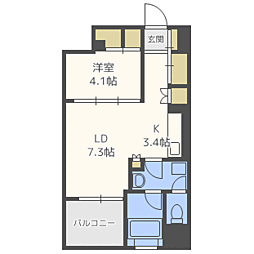 ラクレイス西新 1LDKの間取図画像