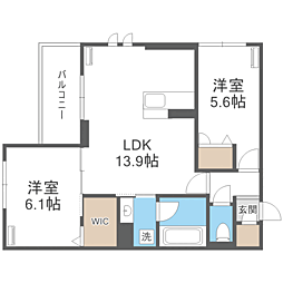 TORISIA T West 2LDKの間取図画像