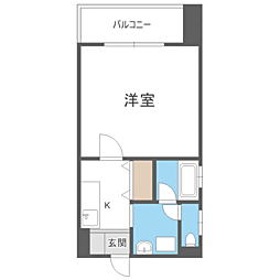 グランビューYSR博多駅前 1Kの間取図画像