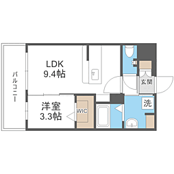 LIBTH竹下 1LDKの間取図画像