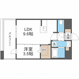 エンクレスト博多駅南GRACE 1LDKの間取図画像