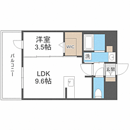 エンクレスト博多駅南GRACE 1LDKの間取図画像