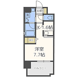 エンクレスト祇園2 1Kの間取図画像