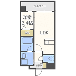 ヴィラージュ県庁前参番館 1LDKの間取図画像