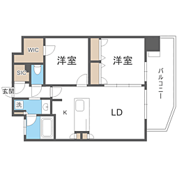 デュ・レジア平尾 2LDKの間取図画像