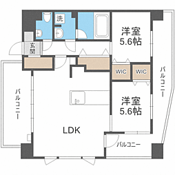 プレスタイル大濠公園 2LDKの間取図画像